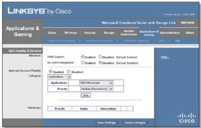 LINKSYS WRT160NL, WRT160N - Applications and Gaming > QoS - 1