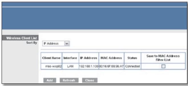 LINKSYS WRT160NL, WRT160N - MAC Address Filter List - 1