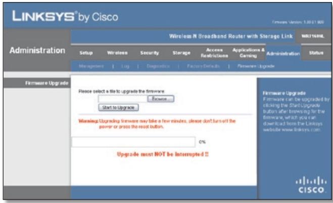 LINKSYS WRT160NL, WRT160N - Administration > Firmware Upgrade - 1