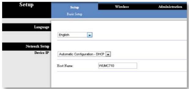 LINKSYS WUMC710 AE6000 - Setup (Configuração) > Basic Setup (Configuração básica) - 1