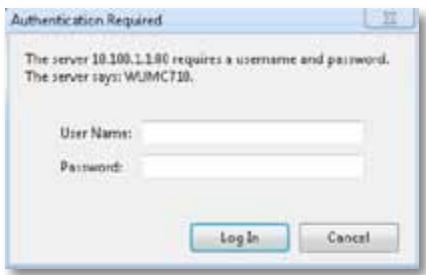 Authentication Required The server 10.100.1.180 requires a username and password. The server says: WUMCT10. User Name: Password: Log In Cancel