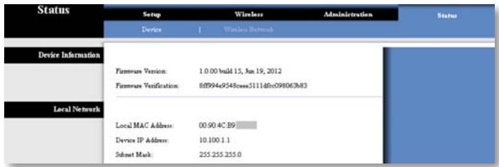 LINKSYS WUMC710 AE6000 - Status > Device (Apparaat) - 1
