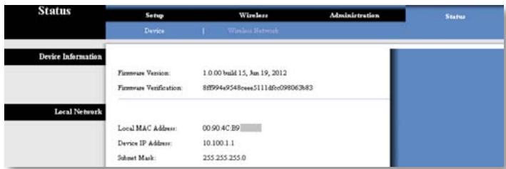 LINKSYS WUMC710 AE6000 - Status > Device (Etat > Périphérique) - 1