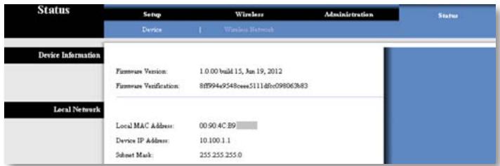 LINKSYS WUMC710 AE6000 - Status > Device (Estado > Dispositivo) - 1