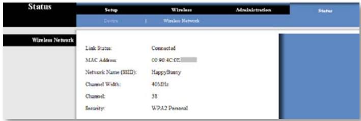LINKSYS WUMC710 AE6000 - Status > Wireless-Netzwerk - 1