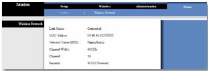 Status Setup Windows Administration Status Link Status Connected MAC Address 00 90 AC12 Satellite Name (SDD) HappyBarry Channel Watch AC12 Channel 16 Security W7A2 (Network)