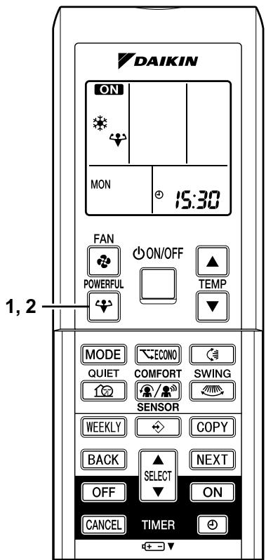 DAIKIN FTXS50G2V1B - Appuyez à nouveau sur la "touche puissant". - 1