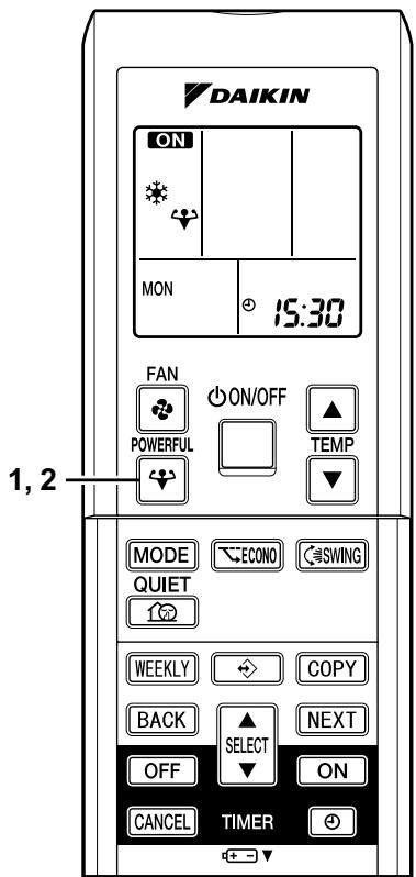 DAIKIN FVXS25FV1B - Appuyez à nouveau sur la "touche puissant". - 1