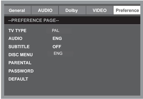 LENCO DVT-2432 - Menu de configuration des préférences - 1