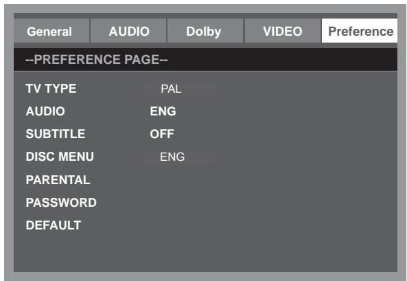 LENCO DVT-2632 - Preference setup menu - 1