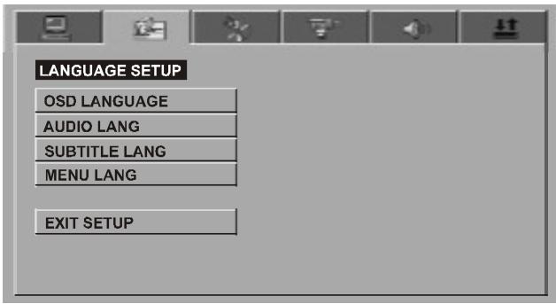 LENCO MDV-3 - LANGUAGE SETUP PAGE (PANTALLA CONFIGURACION DE IDIOMAS) - 1
