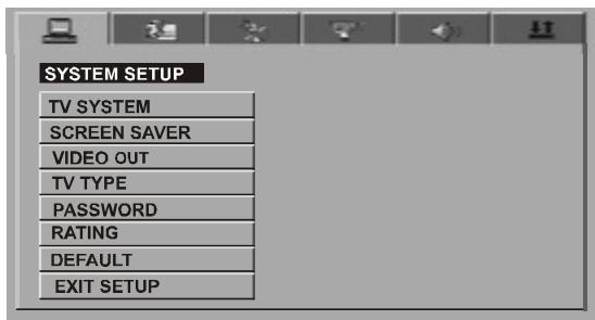 LENCO MDV-3 - SYSTEM SETUP PAGE (PANTALLA DE CONFIGURACION DEL SISTEMA) - 1