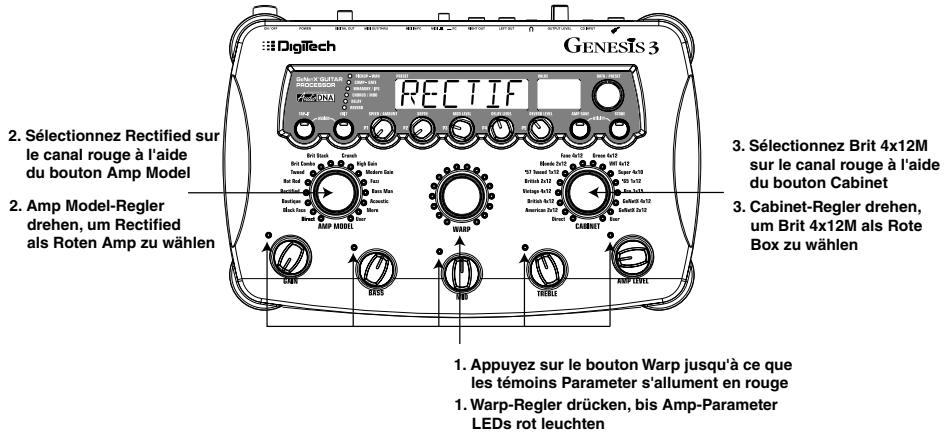 DIGITECH GENESIS3 - Amp und Cabinet für den Roten Kanal wählen - 1
