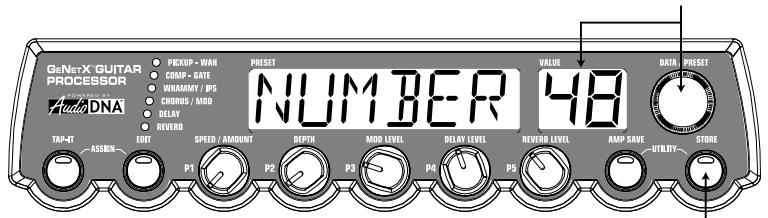 DIGITECH GENESIS3 - Wählen Sie mit dem Data-Regler ein Ziel-Preset - 1