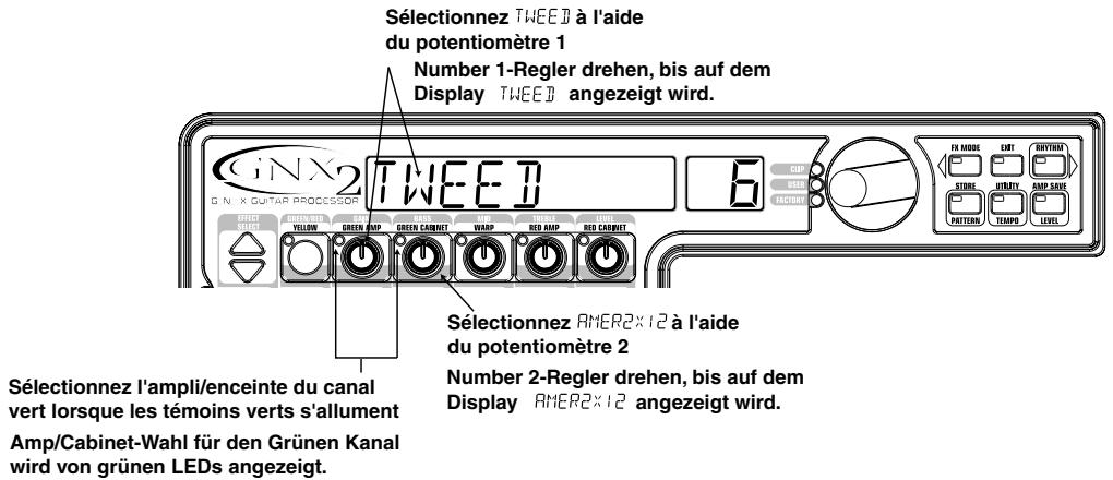 DIGITECH GNX2 - Amp und Cabinet für den Grünen Kanal wählen - 1