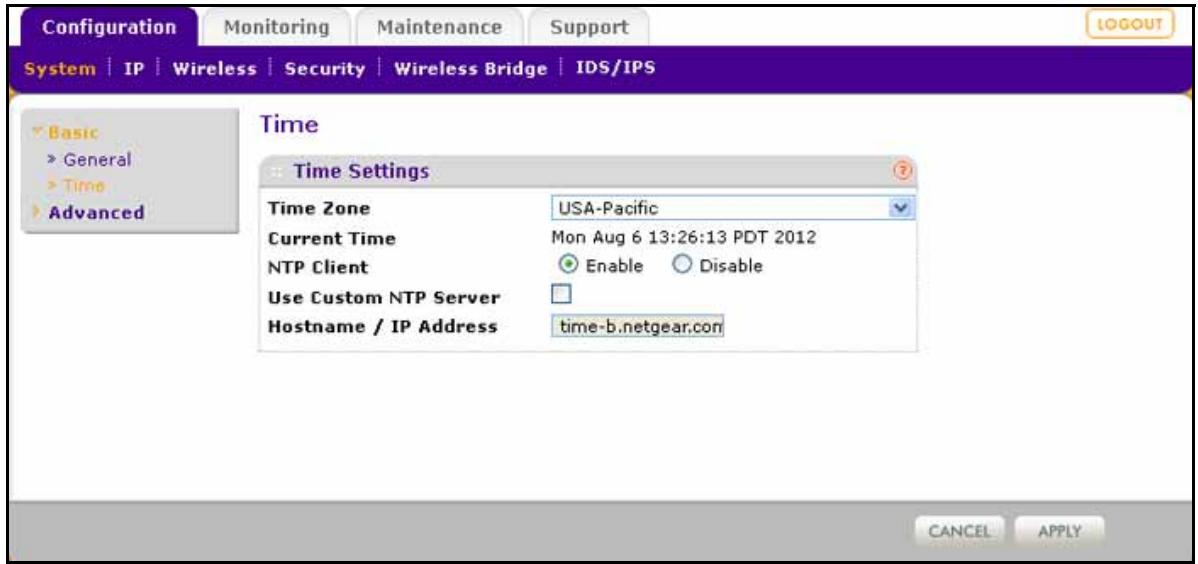 NETGEAR WNDAP620 - To configure time settings: - 1
