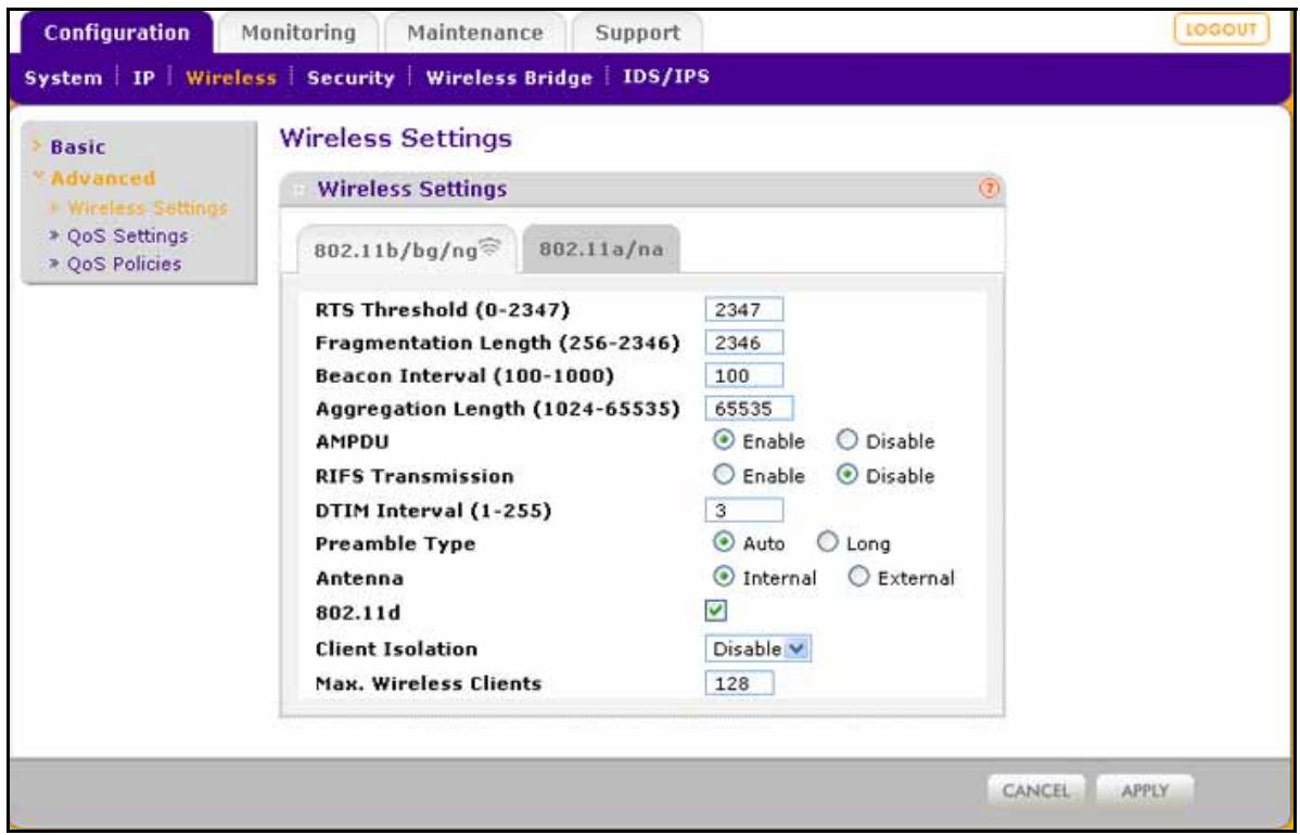 NETGEAR WNDAP620 - To configure advanced wireless settings: - 1