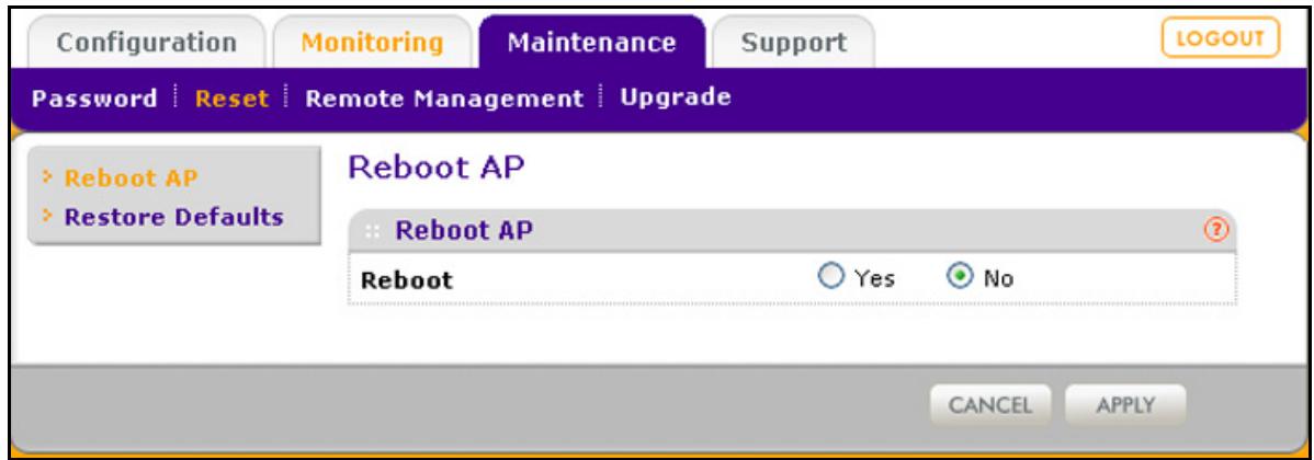 NETGEAR WNDAP620 - To reboot the wireless access point: - 1