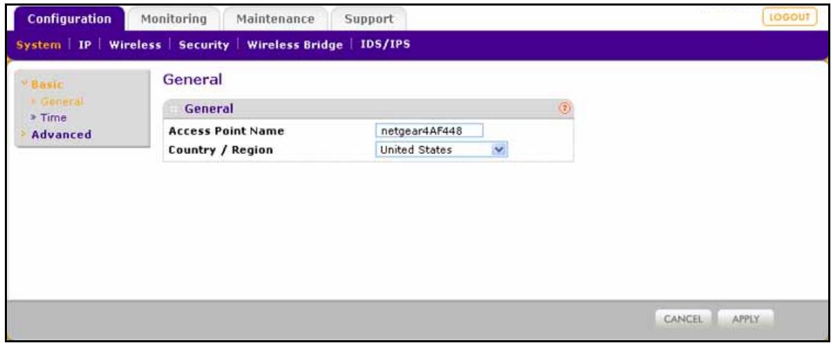 NETGEAR WNDAP620 - To configure basic system settings: - 1
