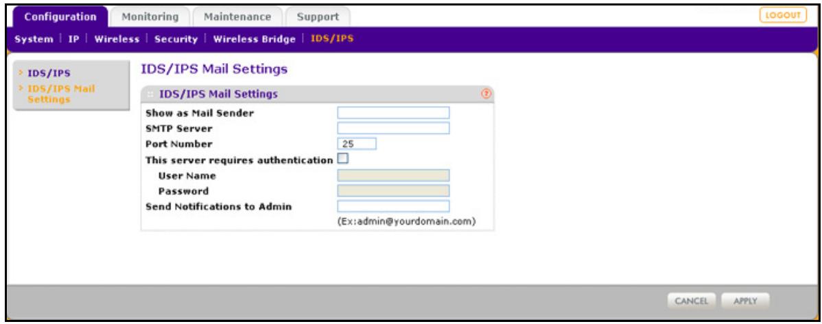 NETGEAR WNDAP620 - To configure IDS/IPS email settings: - 1
