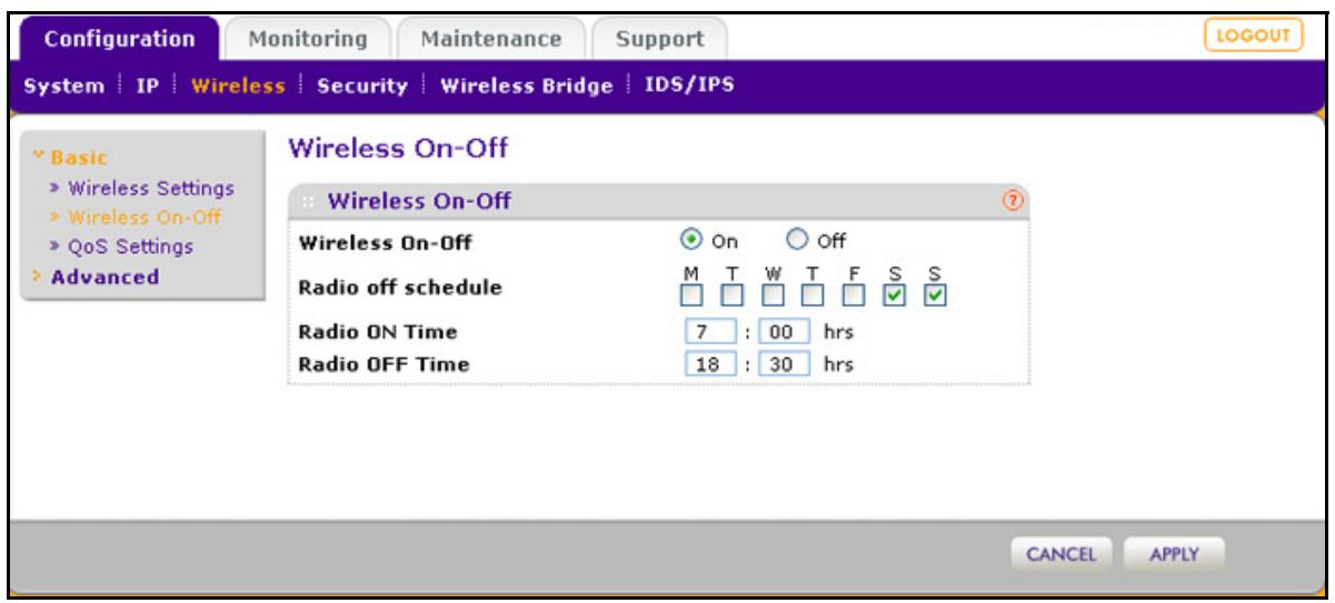 NETGEAR WNDAP620 - Schedule the Wireless Radio to Be Turned Off - 1
