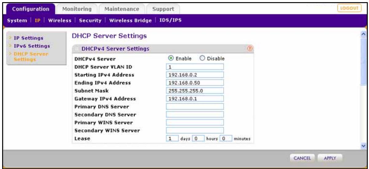 NETGEAR WNDAP620 - To configure DHCPv4 server settings: - 1