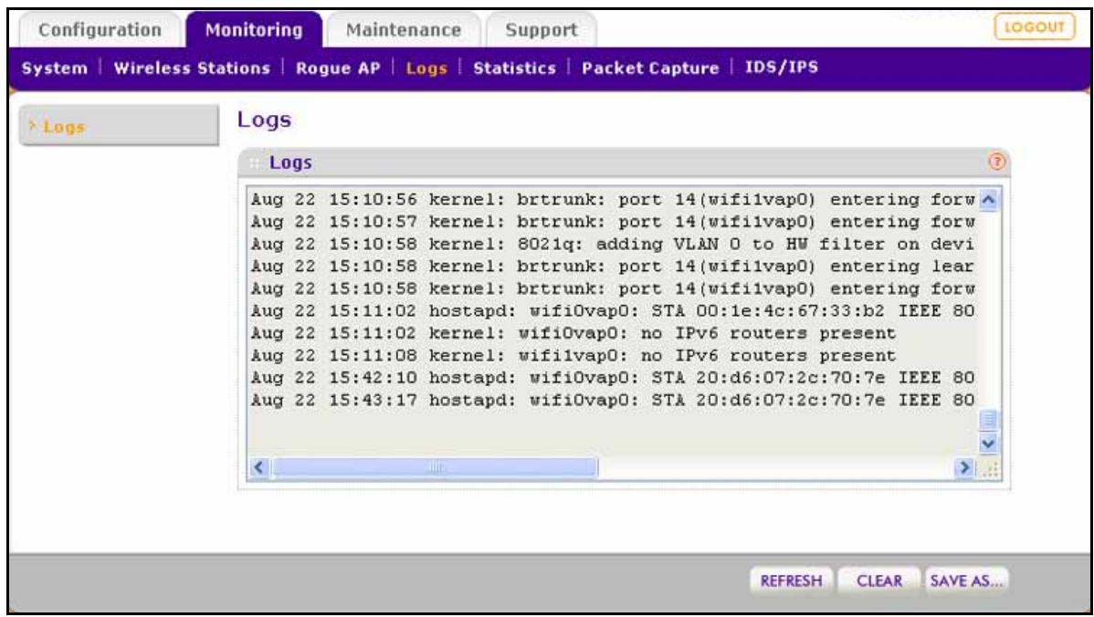 NETGEAR WNDAP660 - To display the activity log and save it: - 1
