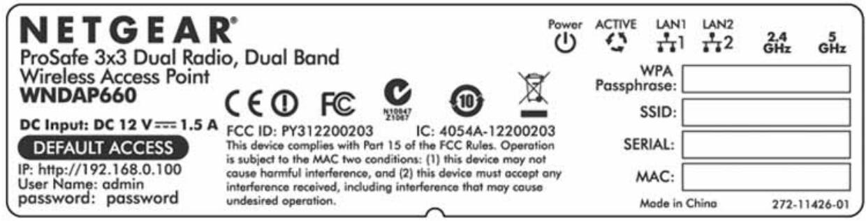 NETGEAR WNDAP660 - Bottom Panel with Product Label - 1