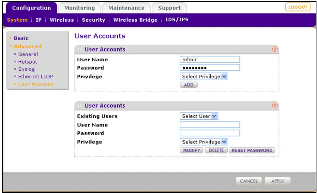 NETGEAR WNDAP660 - To add a new user account: - 1