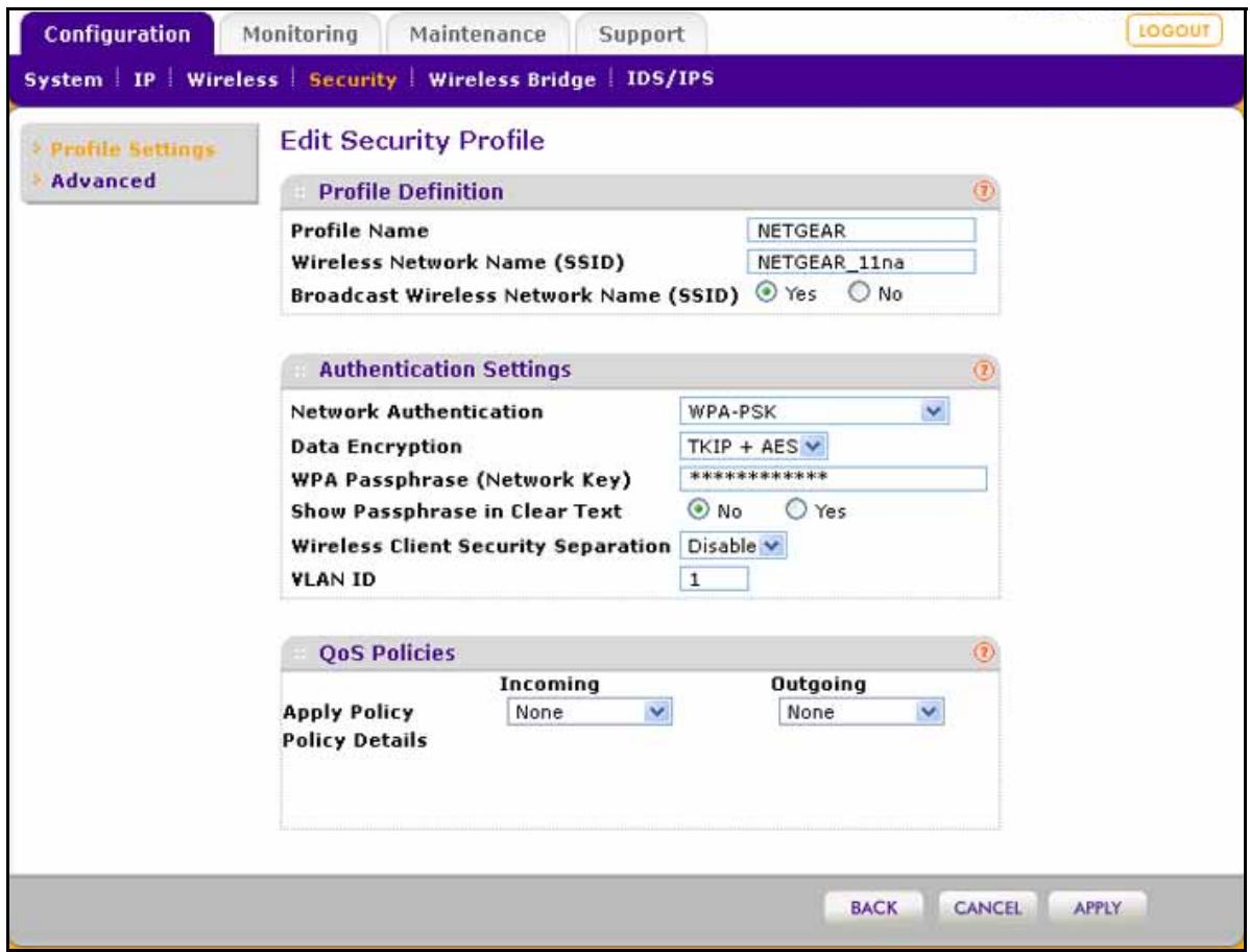 NETGEAR WNDAP660 - To configure and enable a security profile: - 3