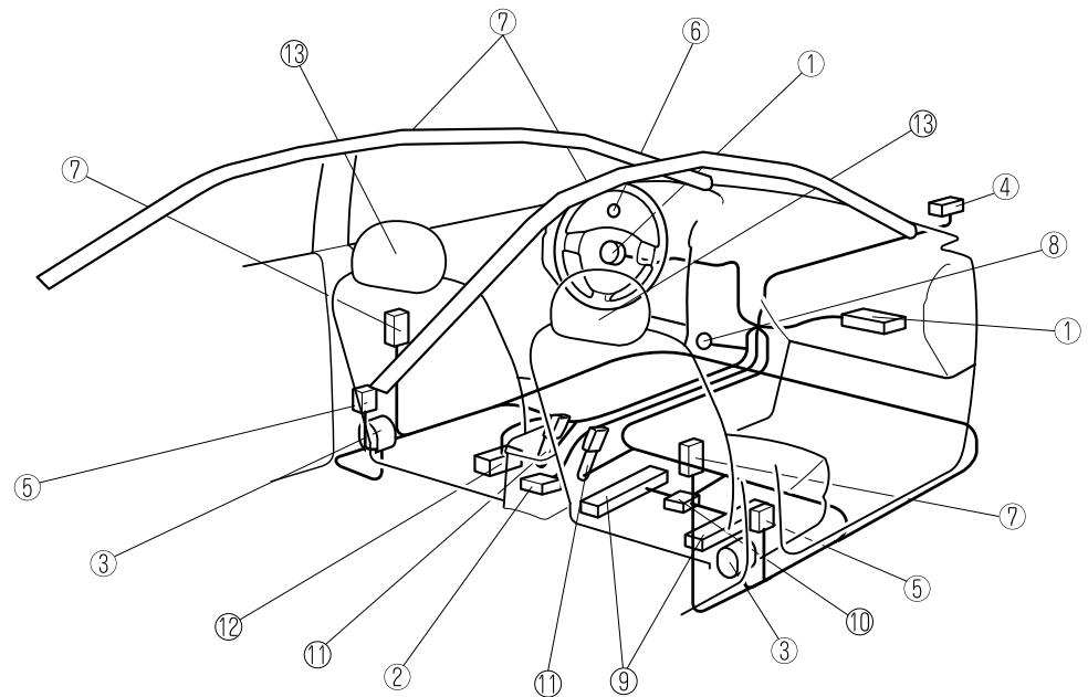 MAZDA 3 2009 - Composants du système de retenue supplémentaire - 1
