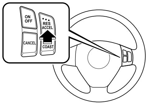 MAZDA 3 2009 - Pour augmenter la vitesse en utilisant l'interrupteur de régulateur de vitesse de croisière - 1