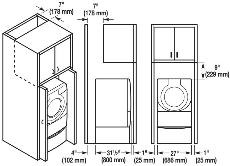 BAUKNECHT WFW9470WW - Espacement recomméde pour l'installation dans un placard - 1