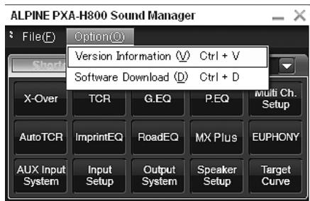 ALPINE PXA-H800 - Affichage des informations sur la version (Option) - 1