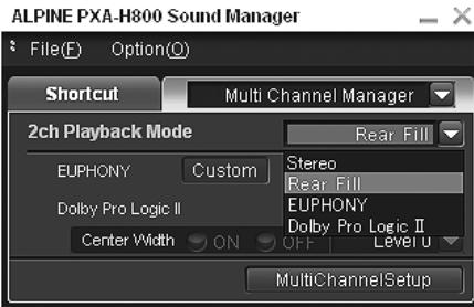 ALPINE PXA-H800 - Cliquez sur [▼] pour désir « 2ch Playback Mode », sélectionné le mode de lecture de votre choix dans le menu déroulant, puis Cliquez dessus. - 1