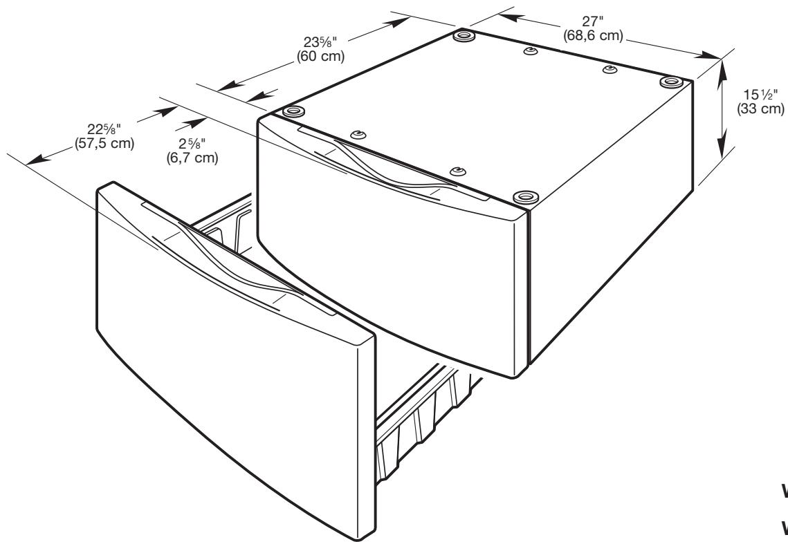 WHIRLPOOL XHP1550WL - Piedestal de 15,5" (39,4 cm) pour laveuse/secheuse - 1