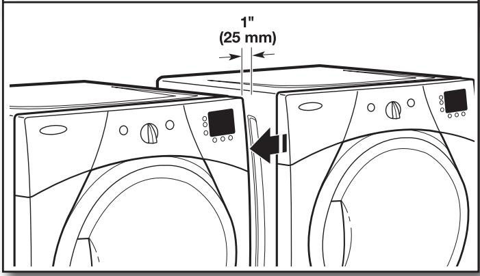 WHIRLPOOL XW29000VJ - Revise el espacio entre la lavadora y la secadora - 1