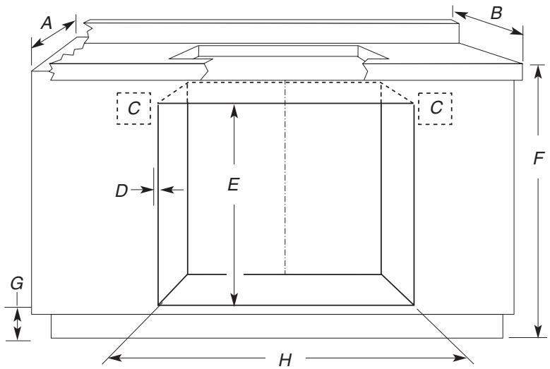 WHIRLPOOL GBD309PV - CUTOUT DIMENSIONS FOR OVENS INSTALLED UNDER COOKTOP - 1