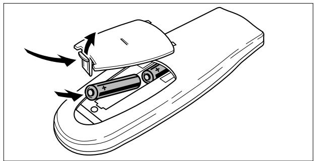 PHILIPS CDR200 - Inserting batteries in the remote control - 1