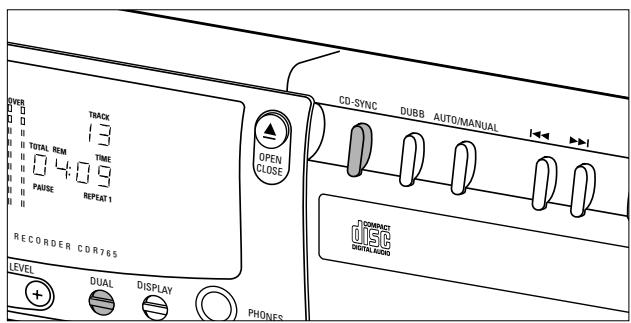 PHILIPS CDR200BK - Grabación digital sincronizada de un reproductor de CD externo - CD-SYNC - 1