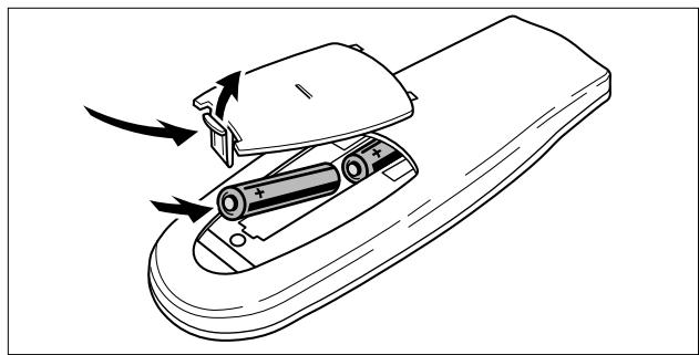 PHILIPS CDR200BK - Mise en place des piles dans la télécommande - 1