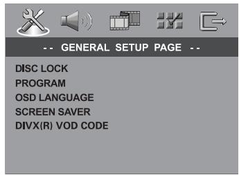 PHILIPS LX8300SA - Menu d'installation générale - 1