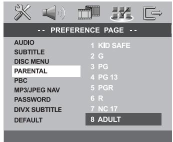PHILIPS LX8300SA - Options de menu de configuration du système - 1