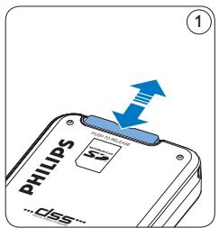 PHILIPS LFH0955 - Einsetzen und Auswerfen der Speicherkarte - 1