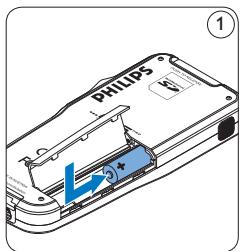 PHILIPS LFH0955 - Mettre les piles en place - 1
