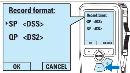 Record format: ►SP QP OK CANCEL Record format: ►SP QP OK CANCEL