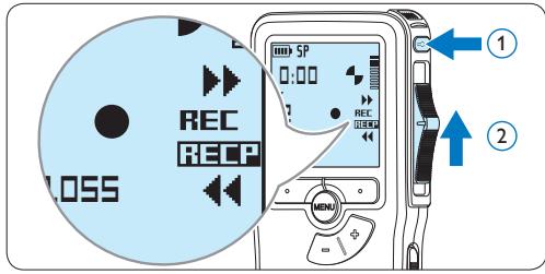 LOSS REC RECP SP 0:00 REC MENU ① ②