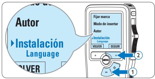 Autor ► Instalación Language VIVER Fijar marca Modo de insertar Autor ► Instalación Language VOLVER SEGUIR 2 1