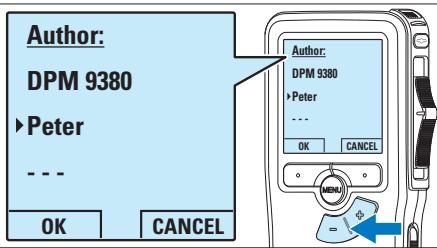 Author: DPM 9380 ► Peter - - OK CANCEL Author: DPM 9380 ► Peter - - OK CANCEL