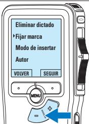 Eliminar dictado Fijar marca Modo de insertar Autor VOLVER SEGUIR MENU